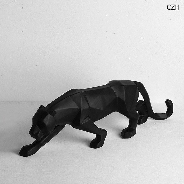 Modern Abstract Black Panther Sculpture